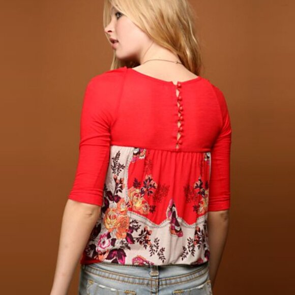 Free People 3/4 Sleeve Road To Discovery Butterfly Top ASO Alex Russo - Picture 4 of 12